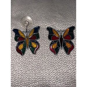 2 VINTAGE STAINED GLASS BUTTERFLY SUN-CATCHER's
